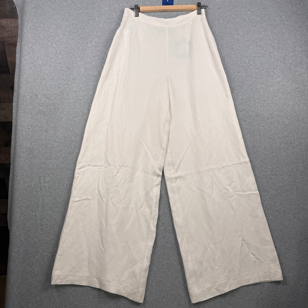 Muse by Marchesa Pants Women 4 Ivory Calla Linen Wide Leg High Rise Dress NEW